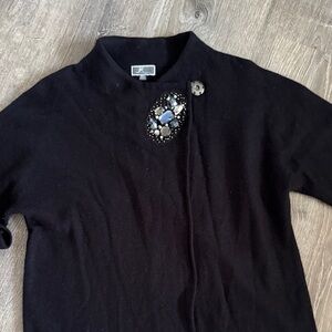 Jm Collection Black Sweater with Embellished Detail